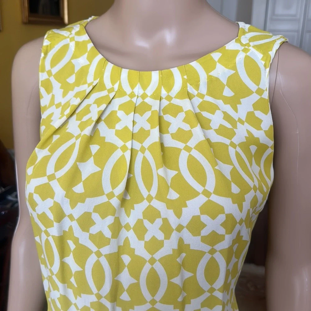 Tory Burch Signature Print Yellow Silk Sleeveless Blouse Size 4